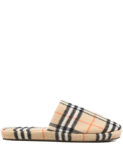 Burberry Check wool blend slippers Neutrals 8123284