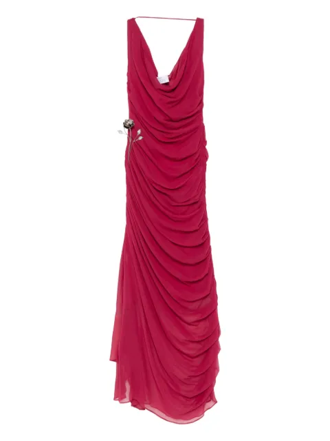 Giuseppe Di Morabito ruched floral-appliqué dress Red 05FW2DR518X