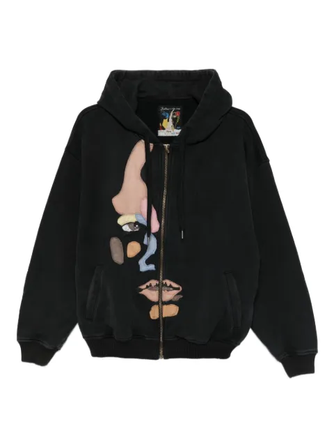 KidSuper appliqué-detail zip-up hoodie Black AW25HD04