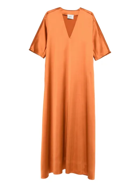 Atu Body Couture satin v-neck maxi dress Orange AT25113