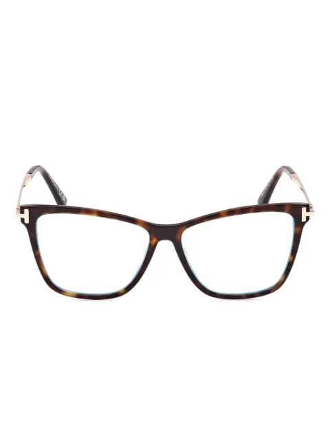 TOM FORD Eyewear T-logo cat-eye glasses Brown FT6097B