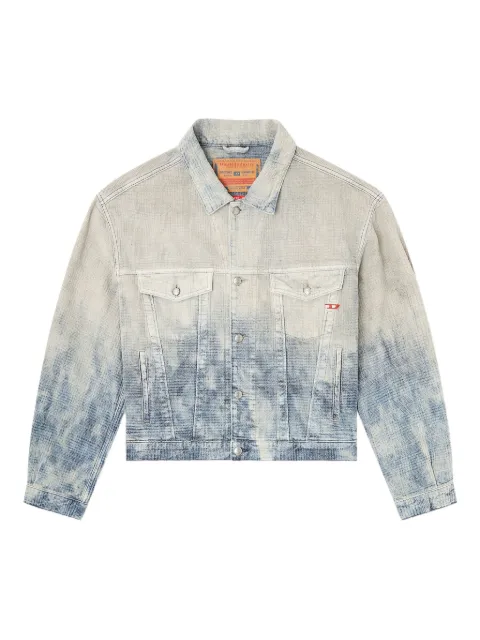 Diesel trucker jacket in prince of wales jacquard denim Grey A2168009N93