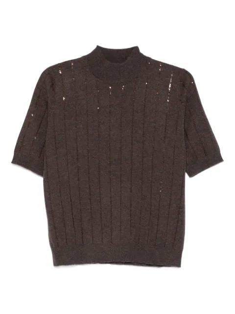 Brunello Cucinelli sequin-embellished cashmere top Brown M12215114C2559