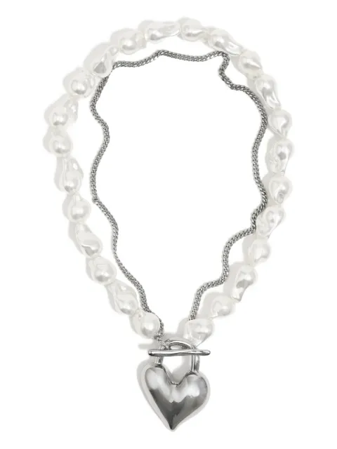 BIMBA Y LOLA heart-padlock faux-pearl necklace White 252BAE11710040