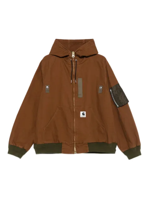 sacai zip-up hooded bomber jacket Brown 2503859M