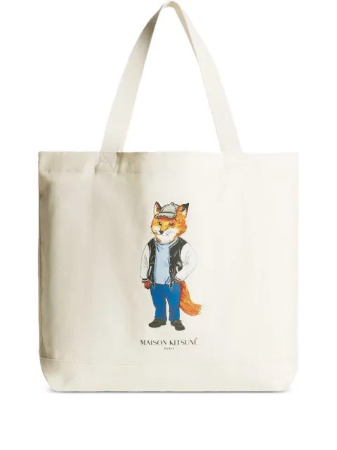 Maison Kitsuné Dressed Fox tote bag Neutrals PM05107WW9042P700