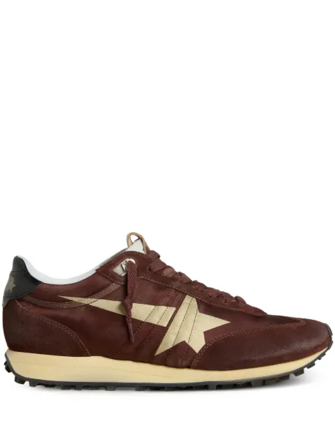Golden Goose Marathon trainers with brown satin upper and platinum leather star Brown GMF00683F007841