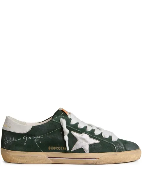 Golden Goose Super-Star trainers in green suede with silver metallic leather star and leather heels tab Green GMF01015F007890