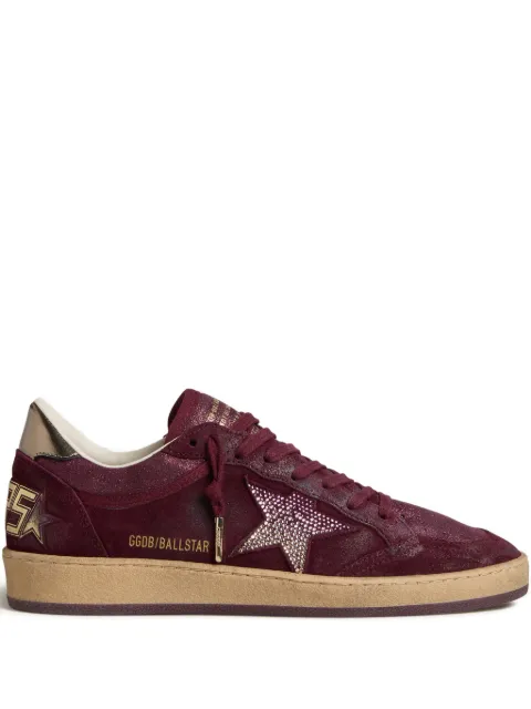 Golden Goose Ball Star trainers in burgundy suede with crystal star and metallic leather heels tab Red GWF00771F007896