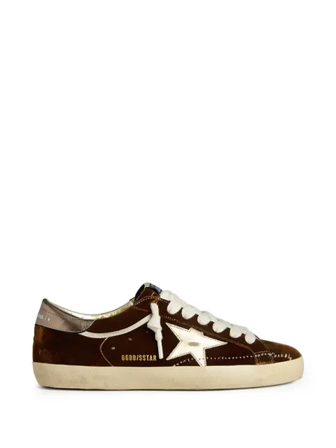 Golden Goose Super-Star trainers in cognac velvet with metallic leather star and heels tab Brown GWF01016F007893