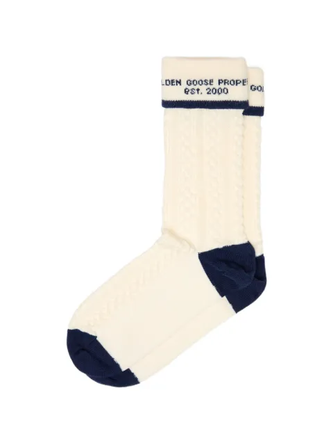 Golden Goose socks with turn-up and burgundy and cream details Neutrals GUP02373P002429