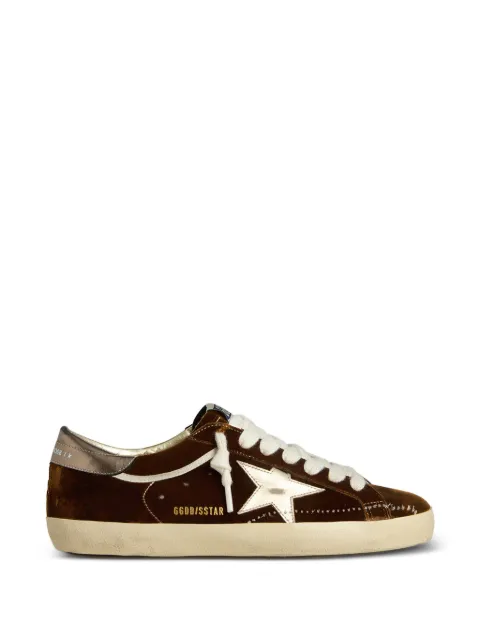 Golden Goose Super-Star trainers in cognac velvet with metallic leather star and heels tab Brown GMF01016F007893