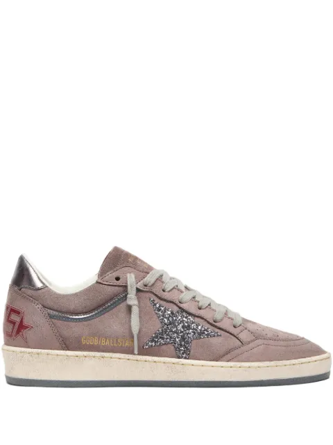 Golden Goose Ball Star trainers in lavender suede with silver glitter star and laminated leather heels tab Purple GWF00746F007908