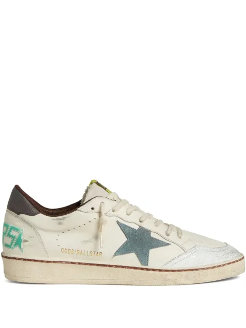 Golden Goose Ball Star trainers in white leather with light blue suede star and brown nubuck heels tab Neutrals GMF00915F007926