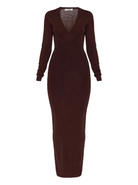 ENTIRE STUDIOS v-neck long-sleeve midi dress Brown UNW2511043