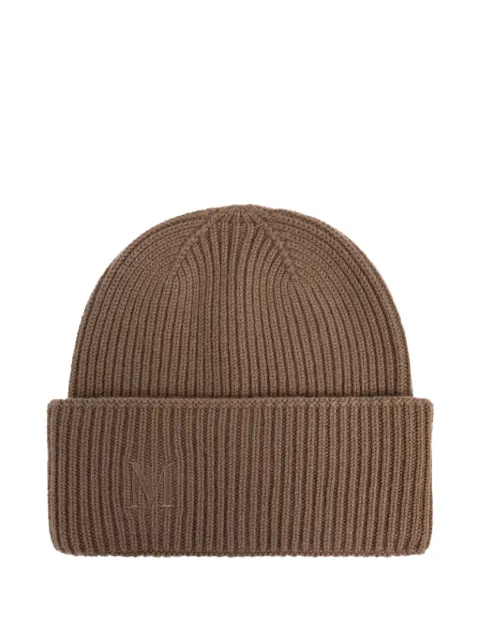 Max Mara Mmretina ribbed embroidered-initial beanie Brown 2524576022600
