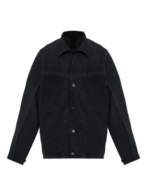 Homme Plissé Issey Miyake Monthly Colors: September plissé buttoned overshirt Black HP58JC091