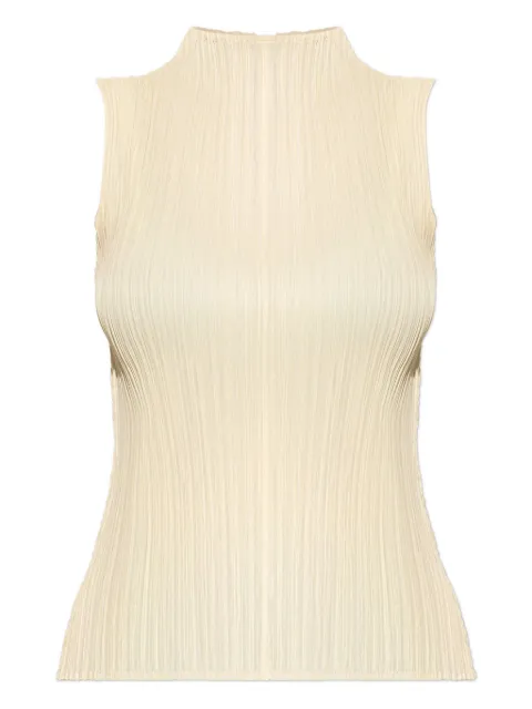 Pleats Please Issey Miyake pleated high-neck top Neutrals PP58JK281