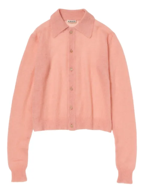 Auralee collared mohair cardigan Pink A25AC01FGSALMONPINK
