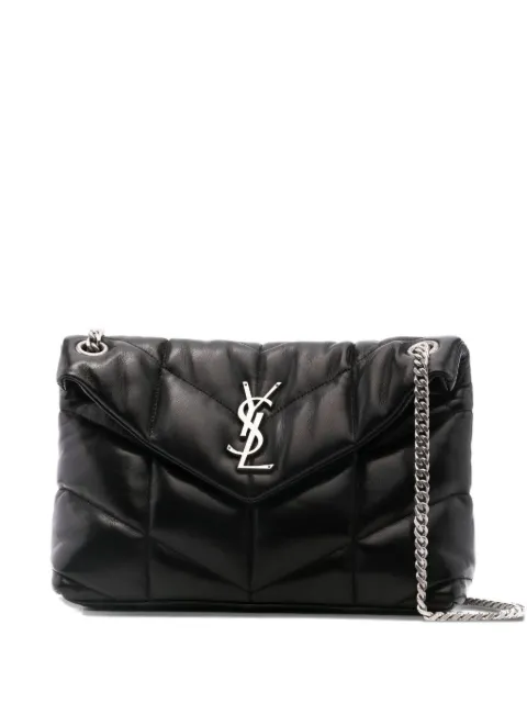 Saint Laurent quilted logo-plaque shoulder bag Black 5774761EL00