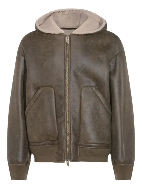 Salvatore Santoro hooded zip leather jacket Green W25SANT49500UDIESARMY