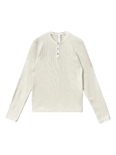 Chrome Hearts logo embroidered waffle henley collar shirt White CHRM0261
