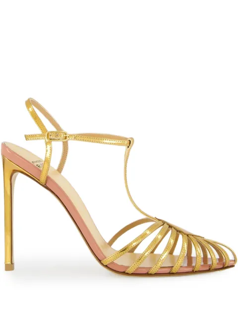 Francesco Russo 105mm metallic-finnish heeled sandals Gold R1S502