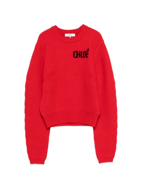 Chloé logo long-sleeved sweater Red CH26SMP1171068