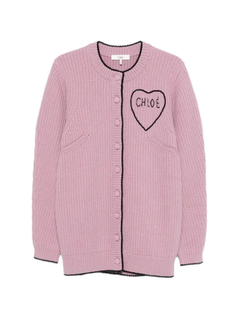 Chloé logo rib knit cardigan Pink CH26SMC06710