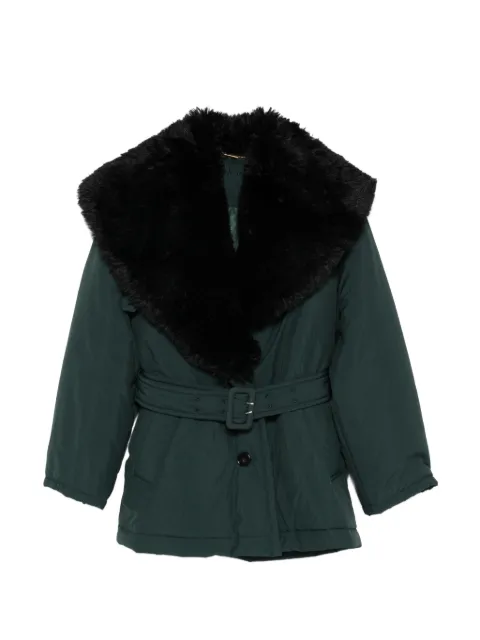 Chloé detachable faux-shearling collar belted coat Green CH26SMA210133M