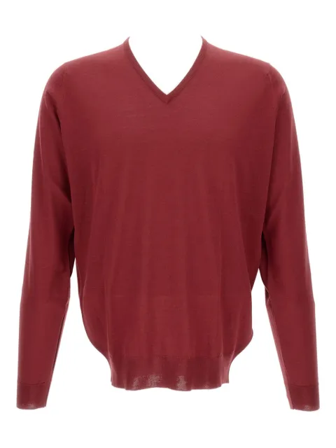 John Smedley V-neck long-sleeve sweater Red BLENHEIMWOOLFRED