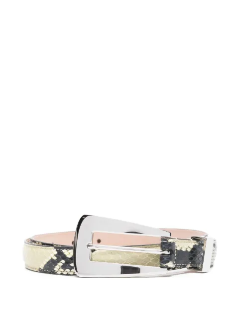 KHAITE Lucca snakeskin-print buckle belt Neutrals 10128803