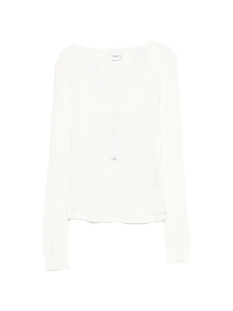 Chloé scoop-neck Henley T-shirt White CH26SJH29185