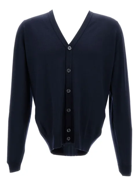 John Smedley Burley V-neck buttoned cardigan Blue BURLEY