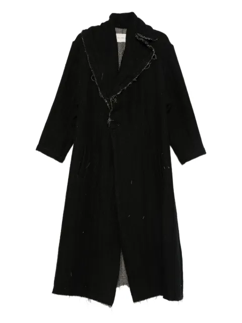 A Tentative Atelier frayed-trim coat Black A2526353A