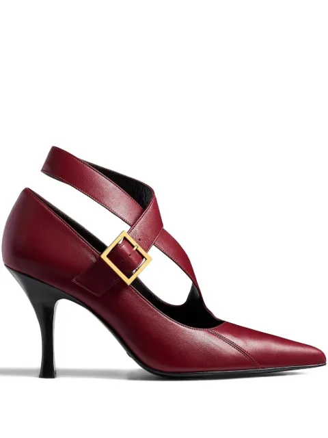 KHAITE 85mm Sloan buckle strap pumps Red F2042942524