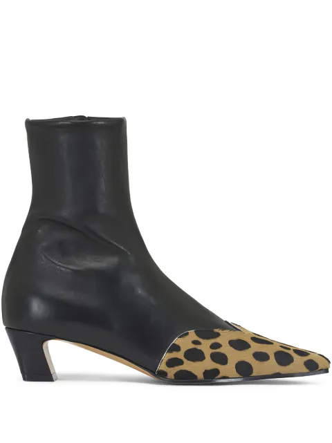 KHAITE 40mm Nevada hyena-print square toe boots Black F1068973836