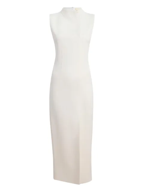 KHAITE Lowen high-neck slit midi dress Neutrals 55304070168