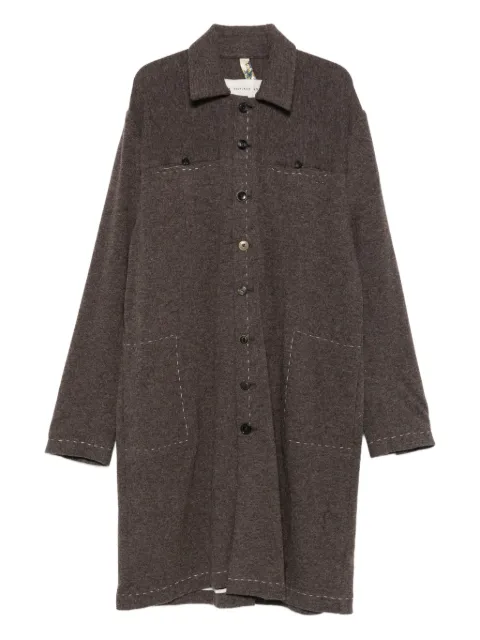 A Tentative Atelier stitch-detail button-up coat Brown MA2526364A