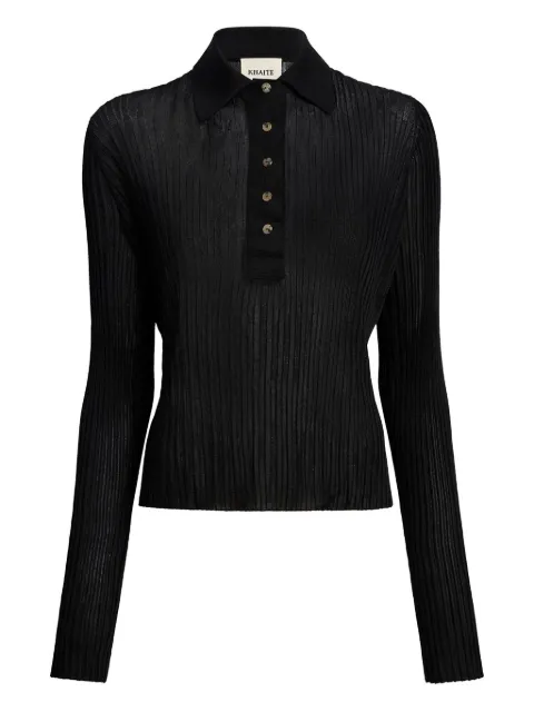KHAITE long sleeve polo top Black 18051429200