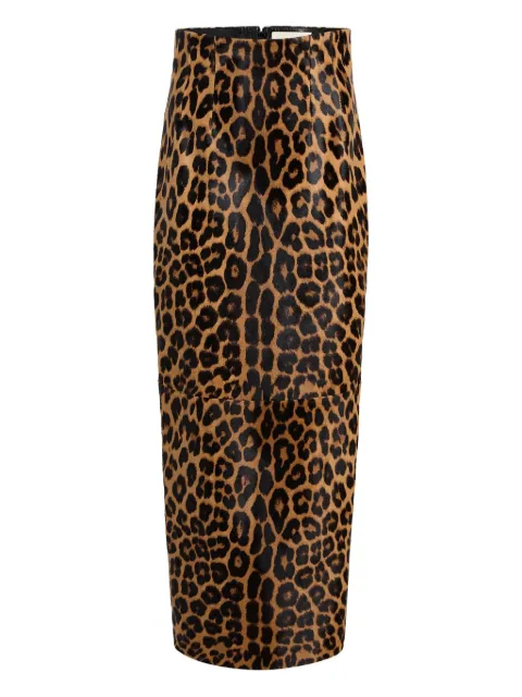 KHAITE leopard print slit maxi skirt Brown 4108959876