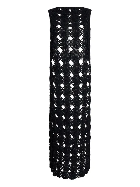 KHAITE floral-detail openwork maxi dress Black 18042130200