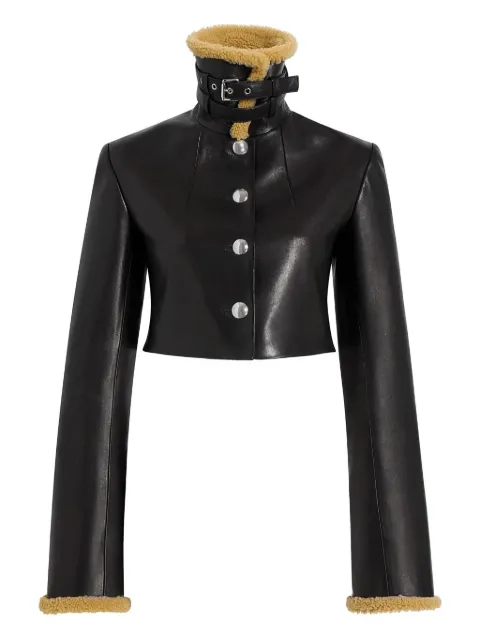 KHAITE Jodie shearling-trim button jacket Black 6197729200