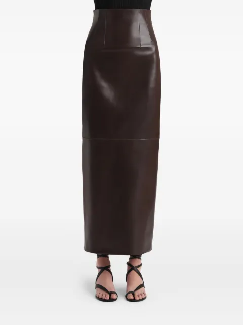 KHAITE Loxley lambskin high-waisted maxi skirt Brown 4108937737