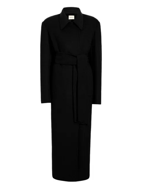 KHAITE Belted collared coat Black 7121547200