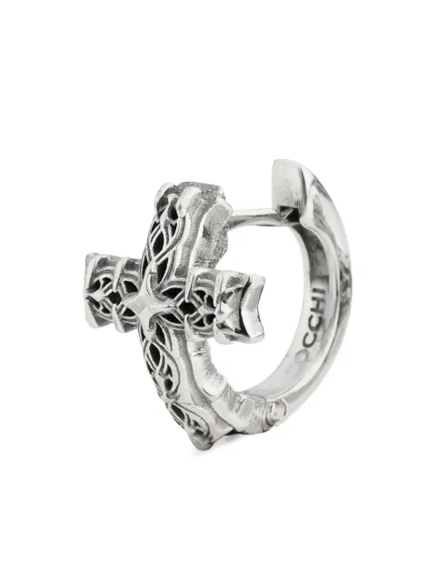 Emanuele Bicocchi Notre-Dame cross hoop earrings Silver NNCRCE9C