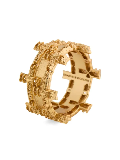 Emanuele Bicocchi Notre-Dame cross double-band ring Gold NNRLCEA7G