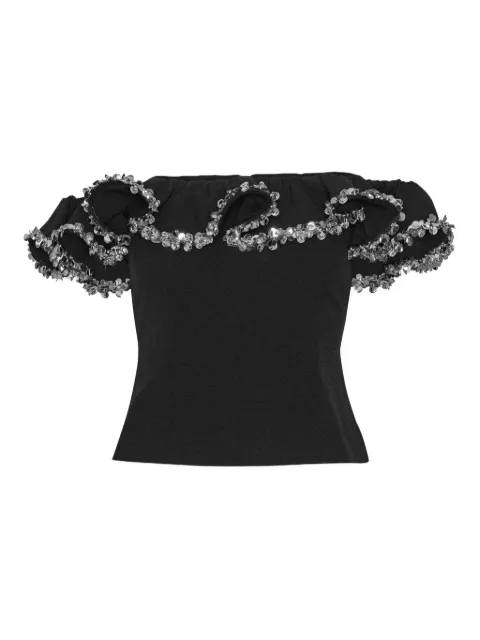 ROTATE BIRGER CHRISTENSEN crepe ruffle top Black 115257100