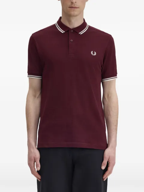 Fred Perry M3600 striped logo polo shirt Red FPM3600P55597
