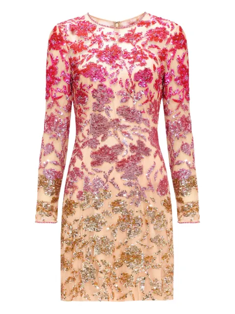 Jenny Packham Jazz sequin-embellished floral-pattern mini dress Neutrals JPEX393